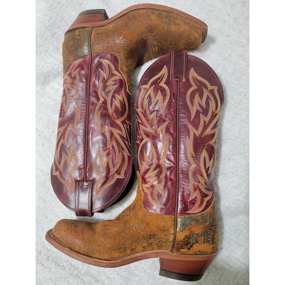 Justin Boots Shoes - Justin Bent Rail Burnt Copper Picasso Cowhide Boots Cowboy Western 7B BRL420